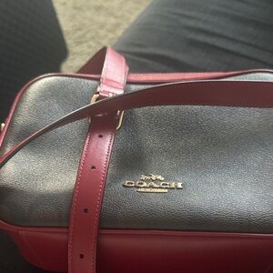 Coach Black and Burgundy Shoulder Bag